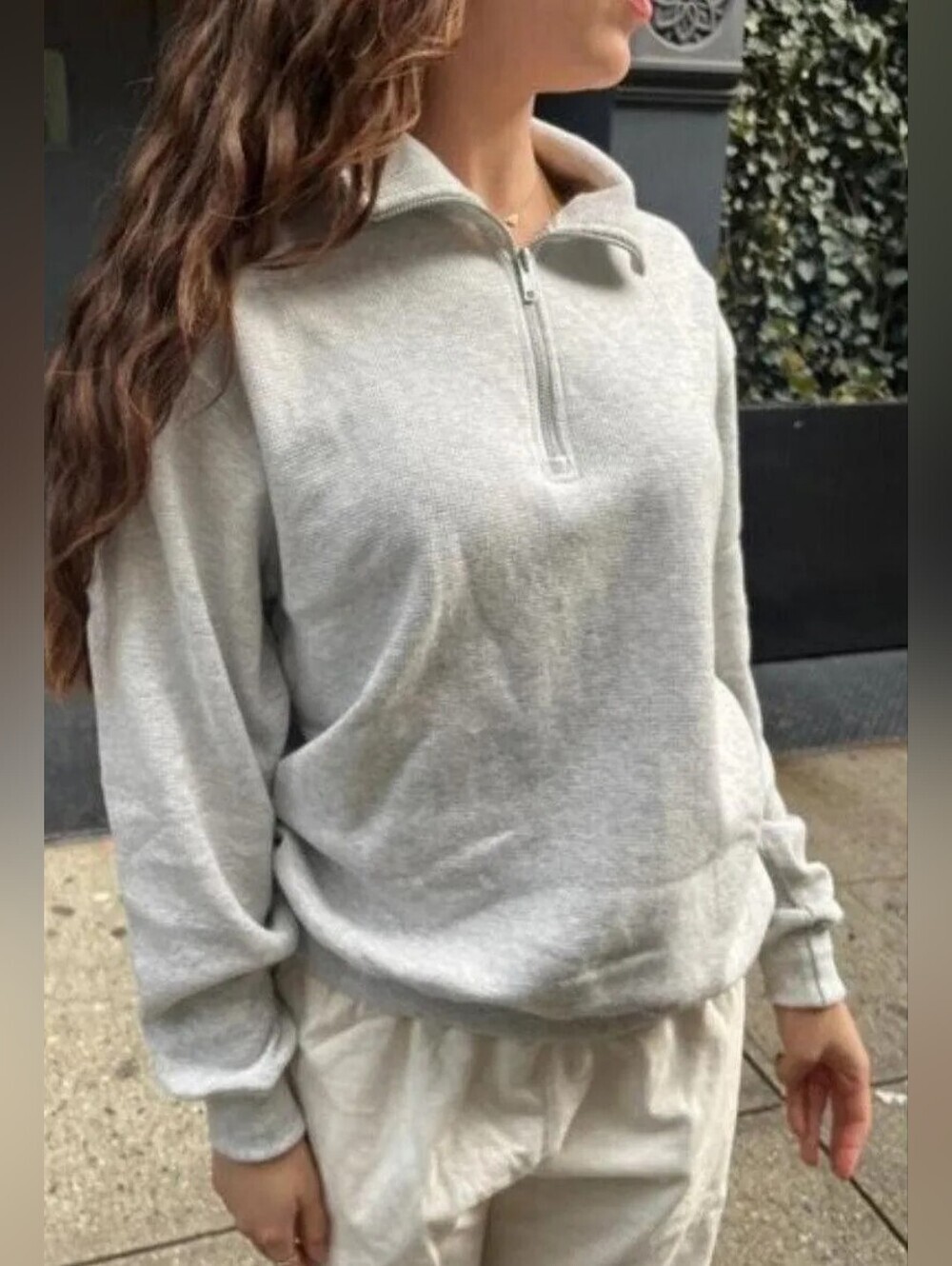 BRANDY MELVILLE Women Sweater Size ? (S-M) Gray Color 1/4 Zip Loose Fit Baggy
